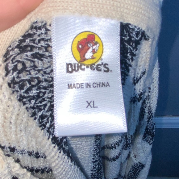 Buc-ee’s Striped Hoodie Sweatshirt Tunic - Black and Cream - Boho Hippie - XL - Picture 7 of 8